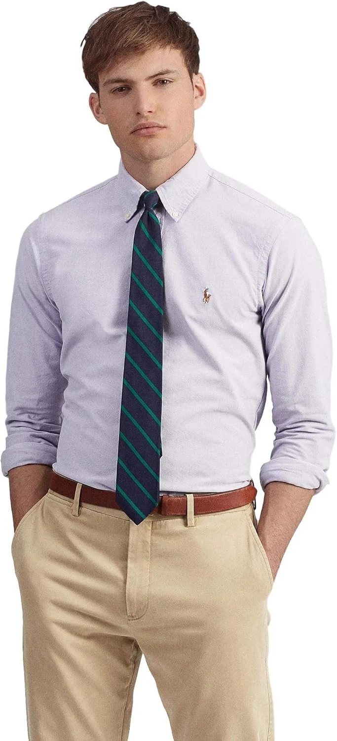 پیراهن مردانه آکسفورد آستین بلند رالف لورن (ایکس لارج، بنفش خار)