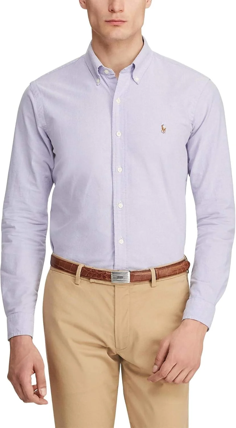 پیراهن مردانه آکسفورد آستین بلند رالف لورن (ایکس لارج، بنفش خار)
