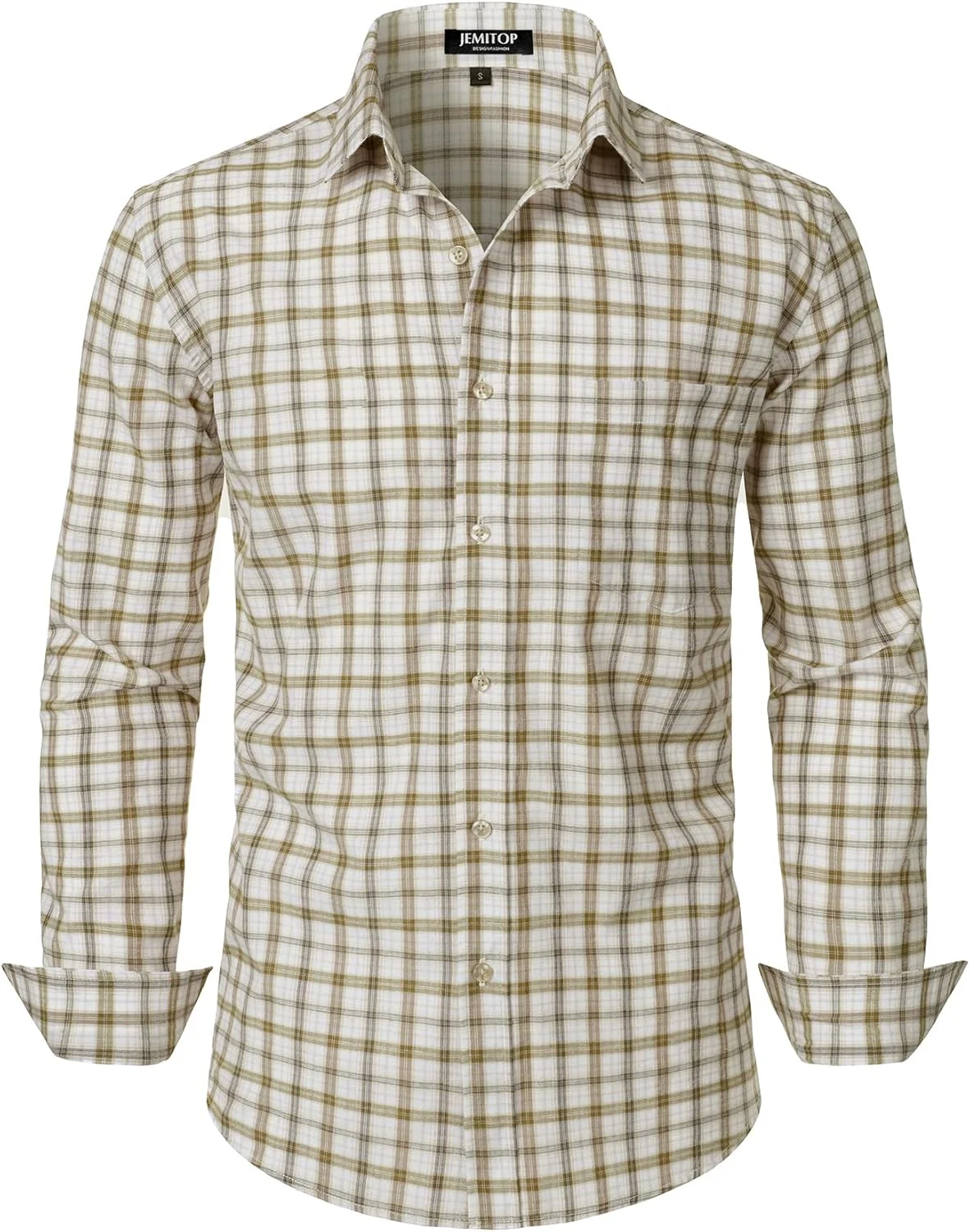 پیراهن مردانه آستین بلند دکمه دار JEMITOP، مناسب آب و هوای معتدل، مدل Slim Fit، مناسب برای موقعیت های رسمی و غیر رسمی، به همراه جیب