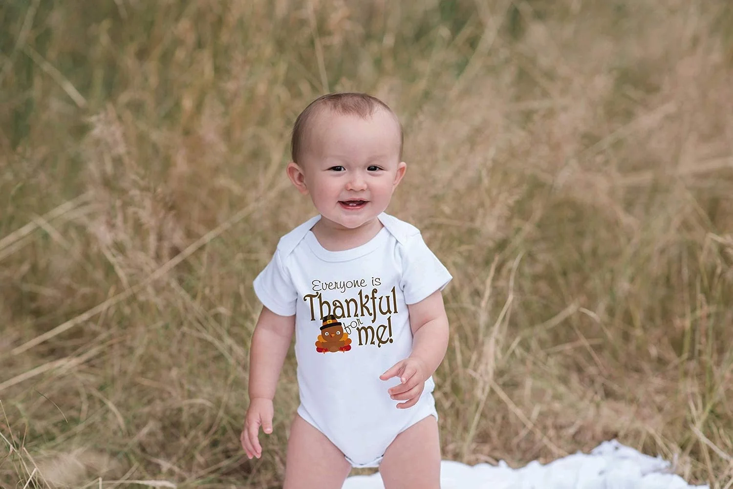 لباس یک تکه نوزادی طرح بوقلمون "همه برای من سپاسگزارند" برند 7 ate 9 Apparel