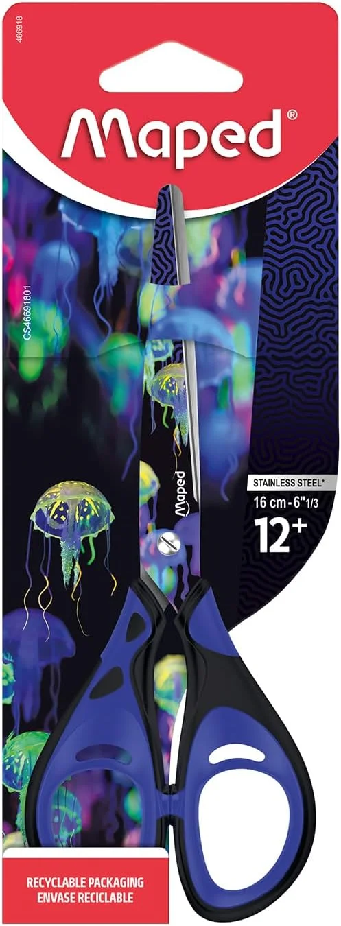 قیچی مدرسه و کاردستی مپد مدل Deepsea Paradise طول 16 سانتی متر، نوک تیز