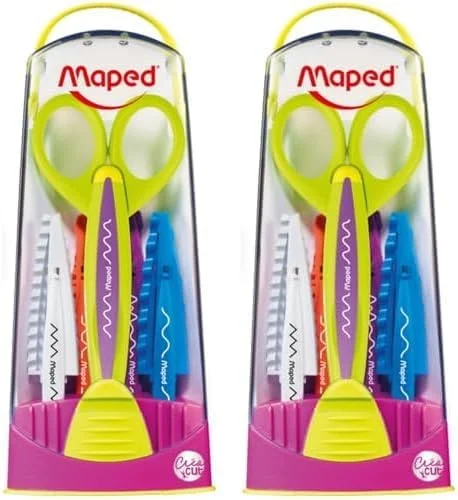 قیچی کاردستی تعویض سریع Maped با 5 تیغه، مخصوص کودکان، 12.7 سانتی متر، نوک گرد، مناسب دست راست و چپ (601005) (بسته 2 عددی)