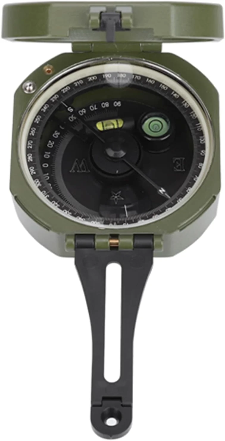 قطب نما ضد آب فلورسنت آلیاژ روی با کیف حمل، تنظیم انحراف مغناطیسی در فضای باز برای ناوبری زمین شناسی