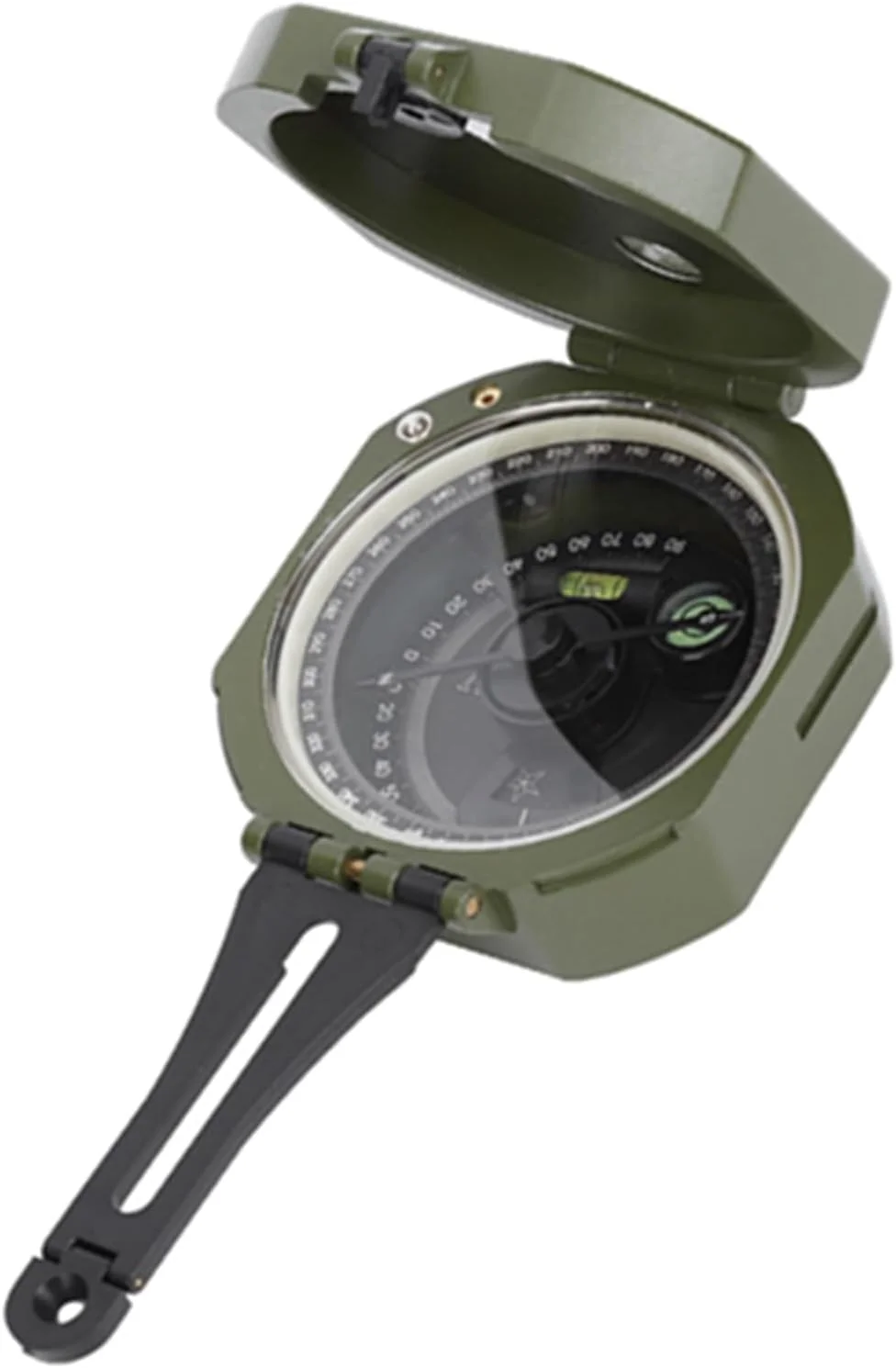 قطب نما ضد آب فلورسنت آلیاژ روی با کیف حمل، تنظیم انحراف مغناطیسی در فضای باز برای ناوبری زمین شناسی