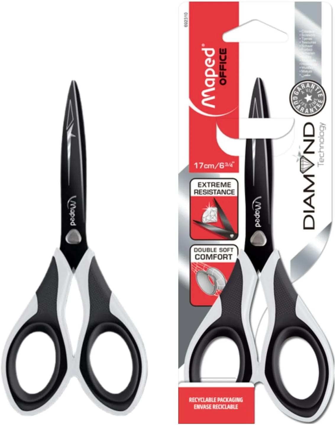 قیچی کربنی دسته راحت مپد Diamond Comfort، بزرگسال، 17.1 سانتی متر، مناسب دست راست و چپ (692310)