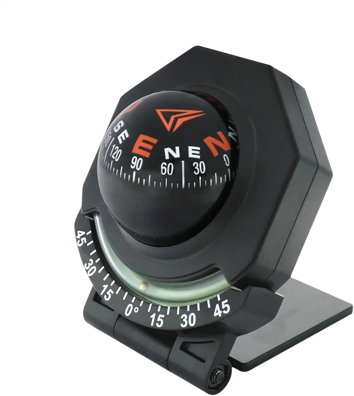 قطب نما توپی خودرو، قطب نما کروی تاشو با شیب سنج برای راهنمای جهت، شیب سنج قطب نما خودرو، قطب نما چند منظوره 180 درجه قابل تنظیم برای کوهنوردی، وسایل نقلیه، قایق ها