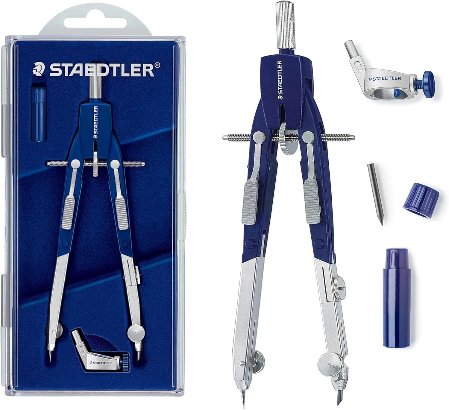 پرگار سریع تنظیم STAEDTLER 552 01 Mars Comfort به همراه دکمه فشاری، آداپتور یونیورسال و جعبه نوک (قطر 350 میلی متر) پرگار سریع تنظیم STAEDTLER 552 01 Mars Comfort به همراه دکمه فشاری، آداپتور یونیورسال و جعبه نوک (قطر 350 میلی متر)