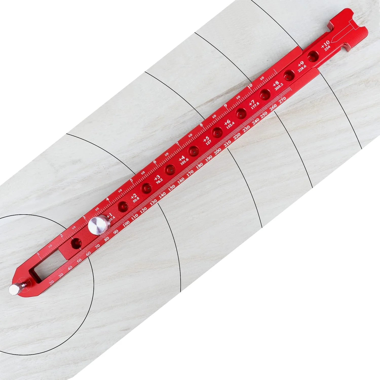 خط کش دایره زن نجاری SlogPith، ابزار پرگار نجاری آلیاژ آلومینیوم قابل حمل، خط کش رسم قوس متریک/اینچی قابل تنظیم، ابزار علامت گذاری دایره