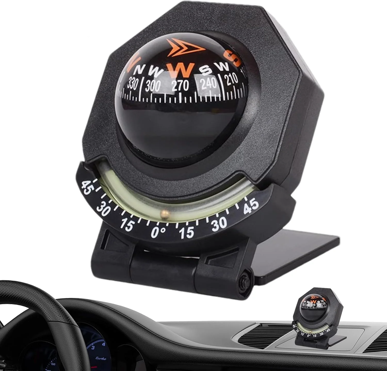 قطب نما برای قایق، قطب نمای کروی تاشو با شیب سنج برای راهنمای جهت | چند منظوره 180 درجه قابل تنظیم برای کمپینگ، کوهنوردی، وسایل نقلیه، کامیون ها