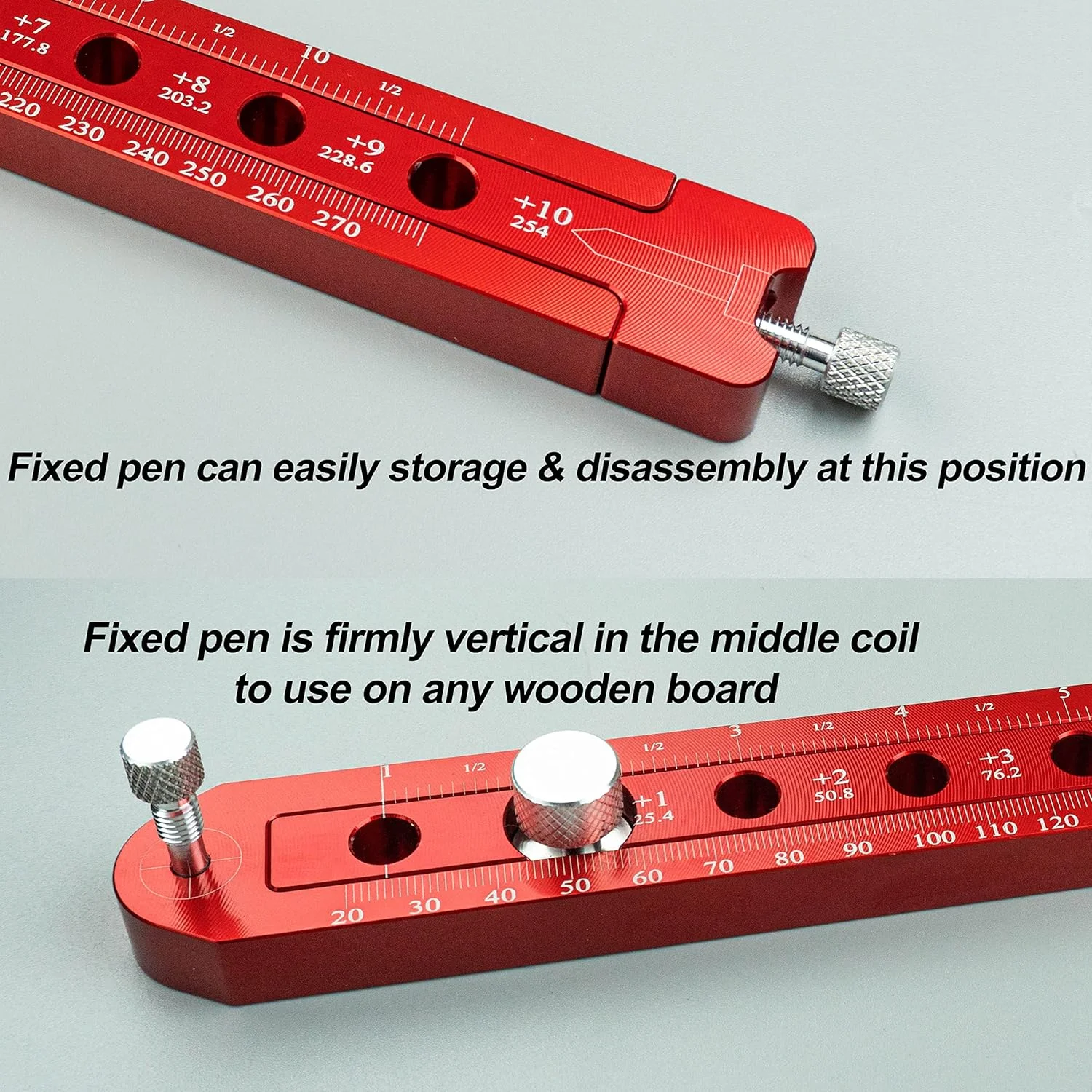 خط کش دایره زن نجاری SlogPith، ابزار پرگار نجاری آلیاژ آلومینیوم قابل حمل، خط کش رسم قوس متریک/اینچی قابل تنظیم، ابزار علامت گذاری دایره