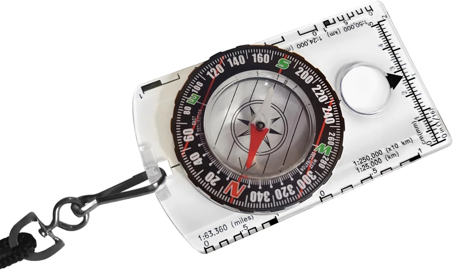 قطب نما جهت یابی، قطب نما ناوبری بقا برای پیاده روی، قطب نما چند منظوره حرفه ای پیشرفته برای کمپینگ، نقشه خوانی، کوله گردی، بهترین انتخاب (شفاف)