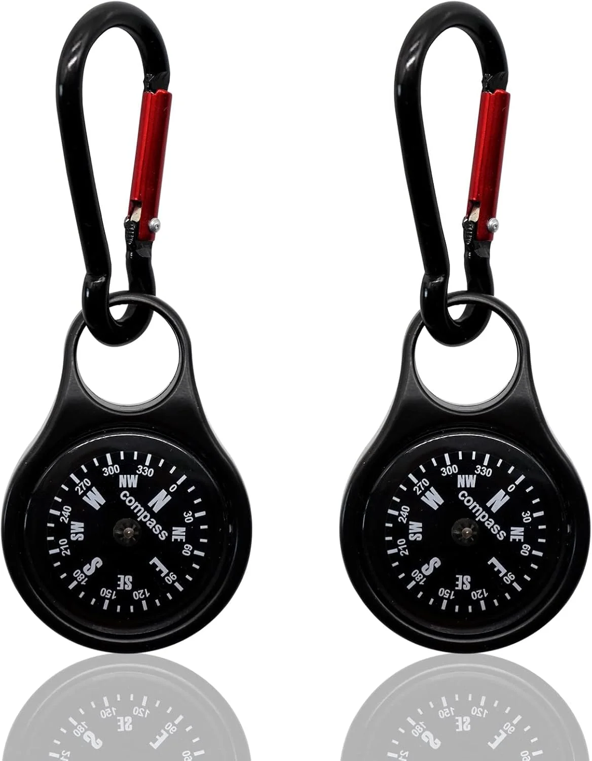 قطب نمای بقای مینیاتوری NALACAL با کارابین، گیره آلیاژ روی 2 در 1، جاکلیدی راهنمای جهت، ابزار کیت اضطراری برای کمپینگ در فضای باز، پیاده روی، شکار، کوهنوردی (2 عدد)