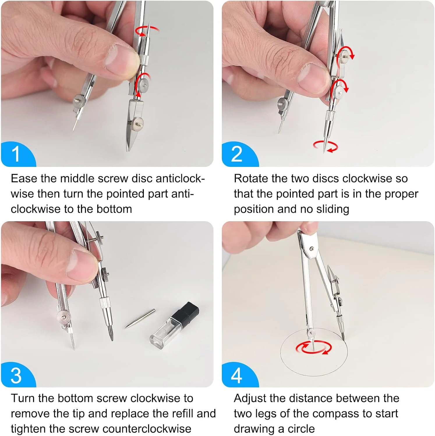 ست پرگار فلزی دانش آموزی NALACAL، بسته 2 عددی – پرگار هندسه و طراحی با نوک یدک اضافی، ابزار طراحی برای دفتر، لوازم مدرسه و نجاری ست پرگار فلزی دانش آموزی NALACAL، بسته 2 عددی – پرگار هندسه و طراحی با نوک یدک اضافی، ابزار طراحی برای دفتر، لوازم مدرسه و نجاری