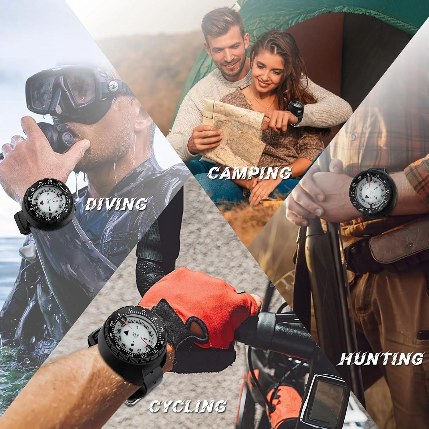 قطبنمای غواصی، قطبنمای مچی ضد آب حرفهای 5ATM با بند TPU برای غواصی، قایقرانی، پیادهروی، بقا و شرایط اضطراری در فضای باز قطبنمای غواصی، قطبنمای مچی ضد آب حرفهای 5ATM با بند TPU برای غواصی، قایقرانی، پیادهروی، بقا و شرایط اضطراری در فضای باز