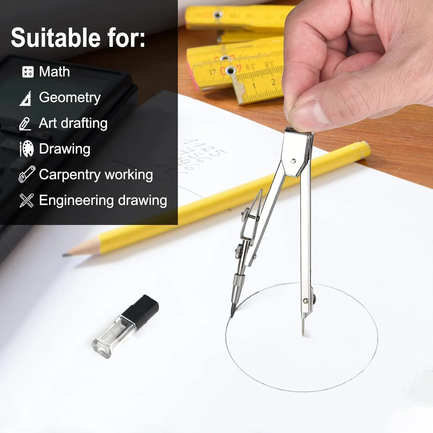 ست پرگار فلزی دانش آموزی NALACAL، بسته 2 عددی – پرگار هندسه و طراحی با نوک یدک اضافی، ابزار طراحی برای دفتر، لوازم مدرسه و نجاری ست پرگار فلزی دانش آموزی NALACAL، بسته 2 عددی – پرگار هندسه و طراحی با نوک یدک اضافی، ابزار طراحی برای دفتر، لوازم مدرسه و نجاری