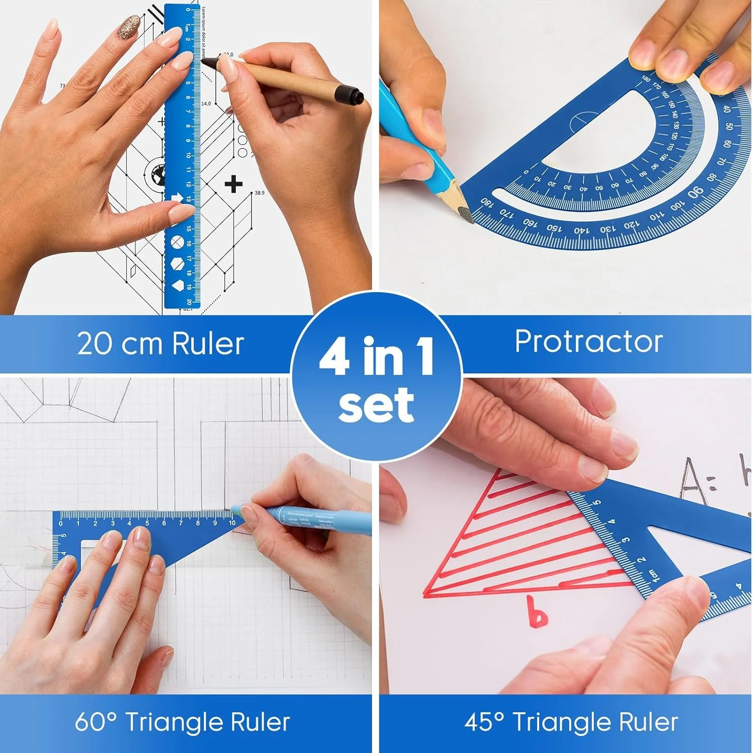 ست هندسه حرفه ای قطب نما فلزی، 14 تکه، ست ابزار دقیق هندسی با جعبه نگهداری نشکن، ابزار طراحی و کیت های طراحی، ابزار رسم دایره برای مهندسان و دانشجویان (آبی) ست هندسه حرفه ای قطب نما فلزی، 14 تکه، ست ابزار دقیق هندسی با جعبه نگهداری نشکن، ابزار طراحی و کیت های طراحی، ابزار رسم دایره برای مهندسان و دانشجویان (آبی)