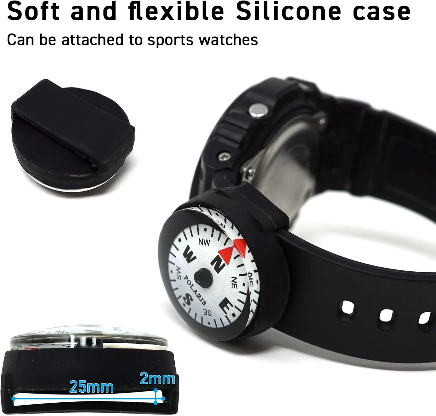 قطب نمای ضد آب میکرو POLARIS، 2 مدل: قطب نما بند ساعت یا قطب نما EDC