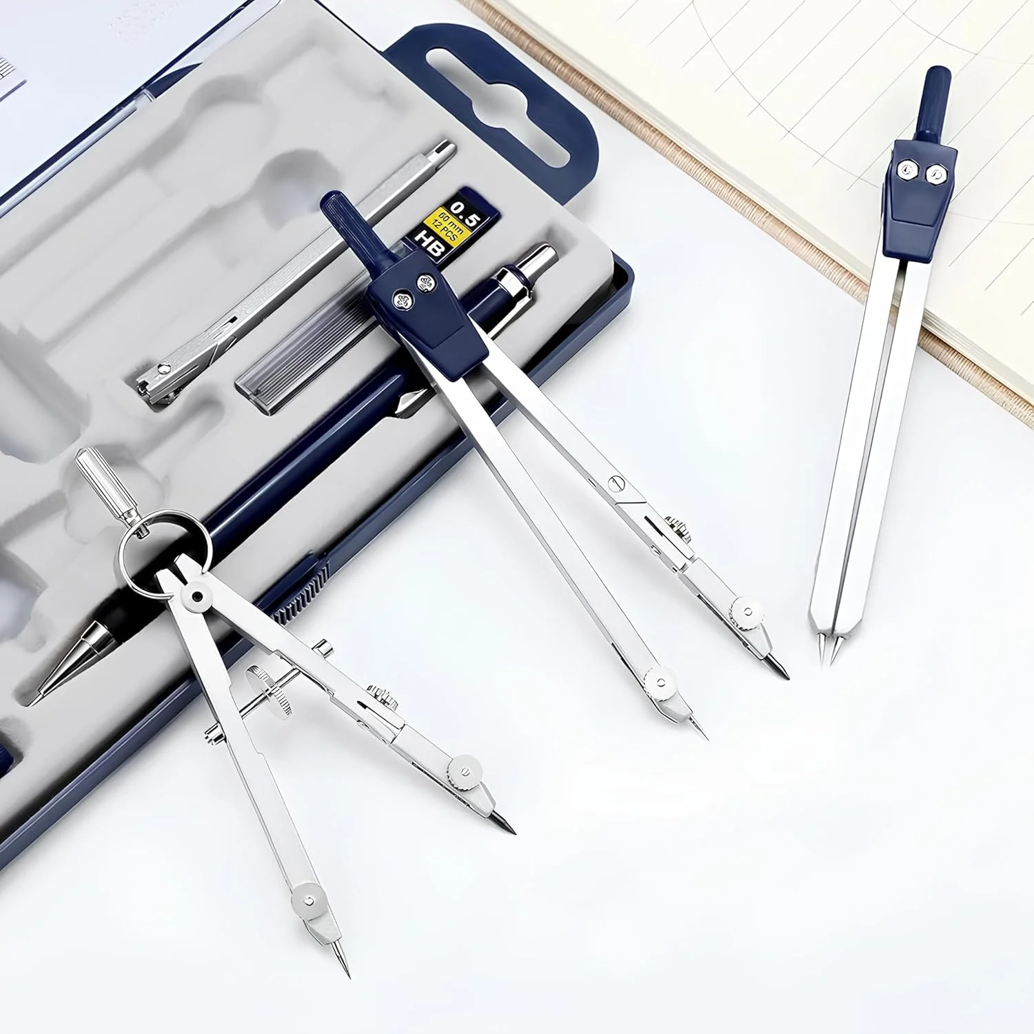 ست هندسه حرفه ای قطب نما فلزی، 14 تکه، ست ابزار دقیق هندسی با جعبه نگهداری نشکن، ابزار طراحی و کیت های طراحی، ابزار رسم دایره برای مهندسان و دانشجویان (آبی) ست هندسه حرفه ای قطب نما فلزی، 14 تکه، ست ابزار دقیق هندسی با جعبه نگهداری نشکن، ابزار طراحی و کیت های طراحی، ابزار رسم دایره برای مهندسان و دانشجویان (آبی)