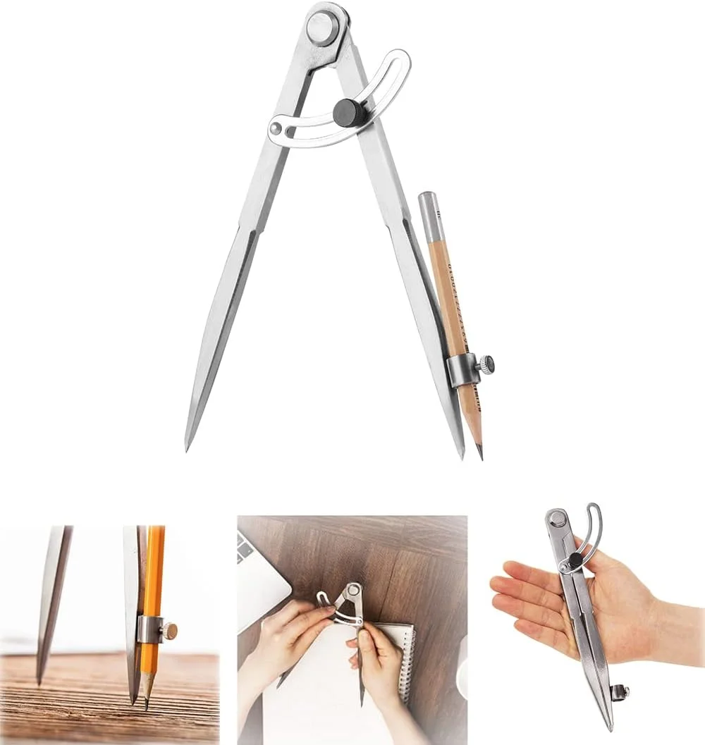 پرگار حرفه ای نجاری NALACAL، پرگار 8 اینچی با بال، پرگار بزرگ برای هندسه، ابزار طراحی پرگار، پرگار نجاری، پرگار مدادی برای نجار، طراحی، پرگار رسم