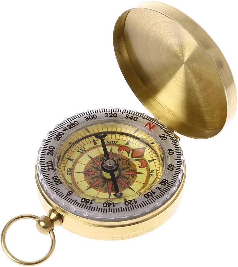 قطب نمای چند منظوره اضطراری تاکتیکی بقا ضد آب مسی خالص - قطب نما لنزدار تجهیزات کمپینگ، شکار و پیاده روی در فضای باز