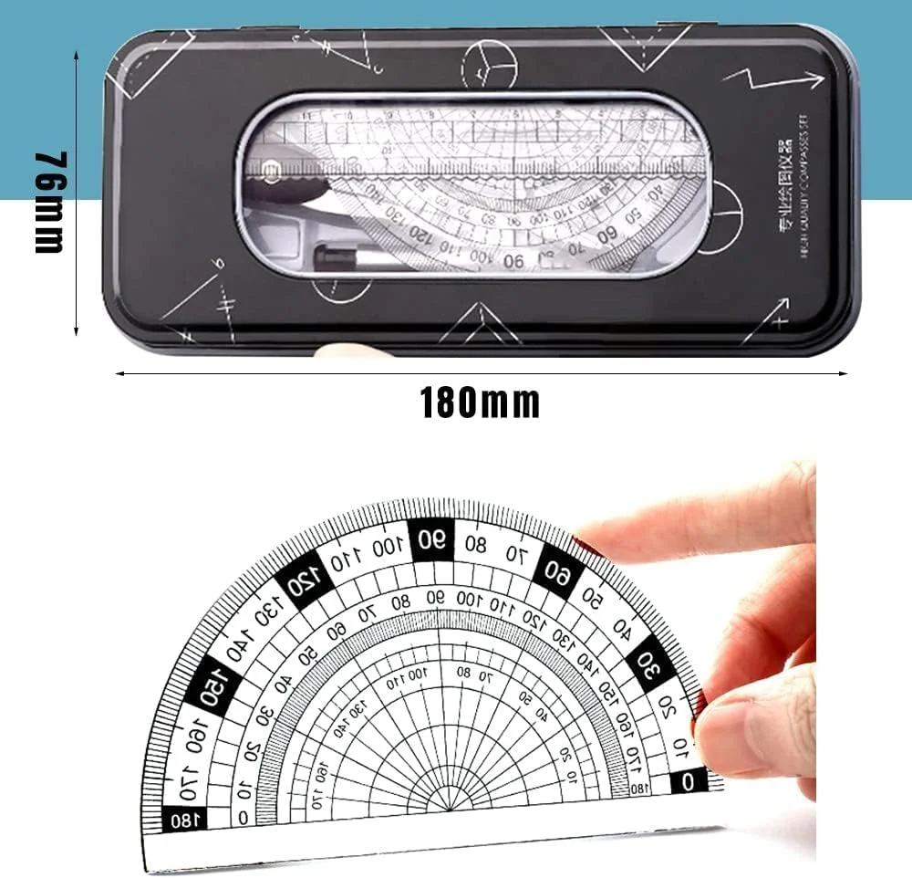 مجموعه هندسه ریاضی، پرگار برای هندسه، کیت هندسه ریاضی - لوازم دانش آموزی شامل پرگار طراحی، نقاله، خط کش، نوک مداد یدکی، مداد، پاک کن برای دانش آموزان و طراحی مهندسی (8 قطعه) مجموعه هندسه ریاضی، پرگار برای هندسه، کیت هندسه ریاضی - لوازم دانش آموزی شامل پرگار طراحی، نقاله، خط کش، نوک مداد یدکی، مداد، پاک کن برای دانش آموزان و طراحی مهندسی (8 قطعه)
