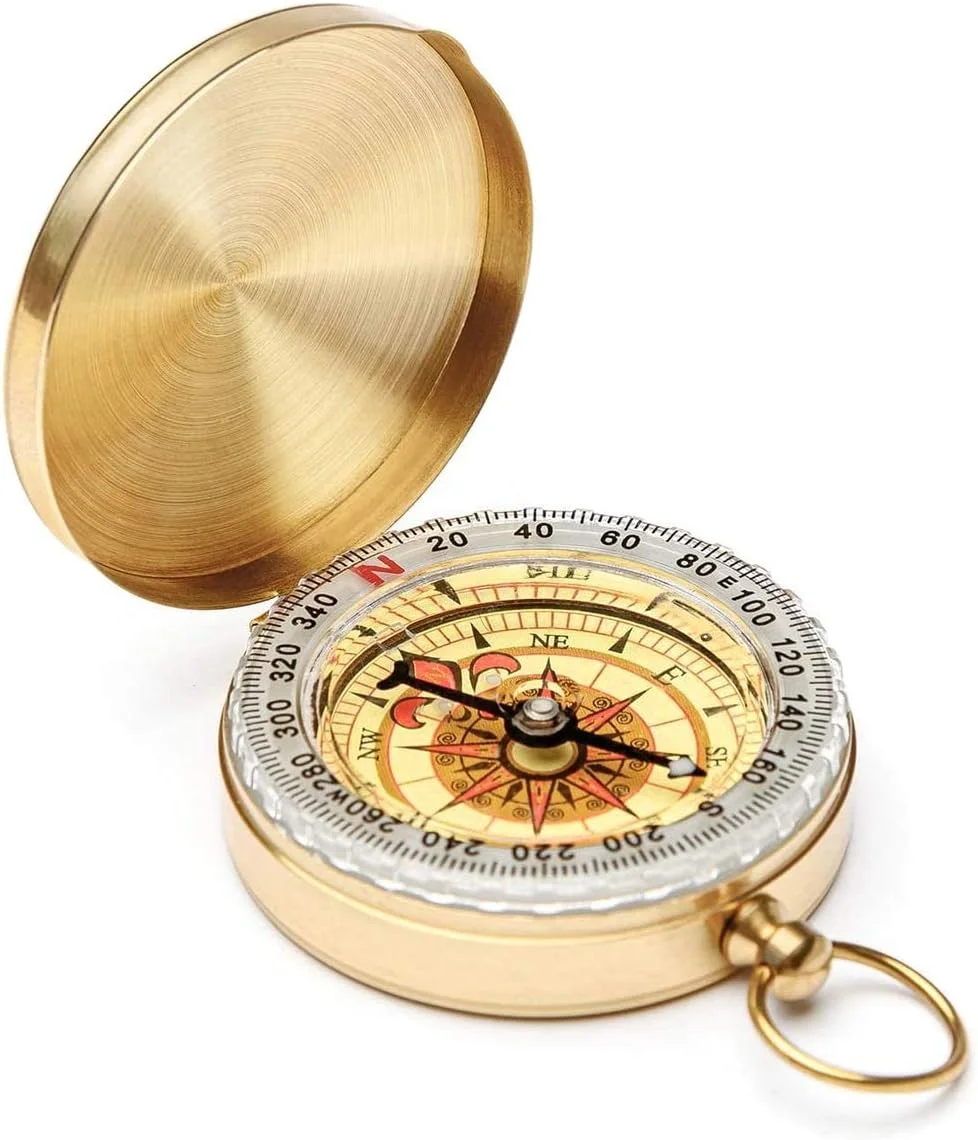 قطب نمای بقای کمپینگ MAKINGTEC، قطب نمای جیبی فلزی قطب نما کودکانه برای پیاده روی، کمپینگ، شکار، ابزار ناوبری نظامی در فضای باز