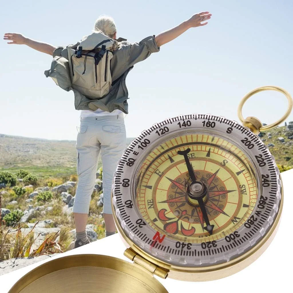 قطب نمای چند منظوره اضطراری تاکتیکی بقا ضد آب مسی خالص - قطب نما لنزدار تجهیزات کمپینگ، شکار و پیاده روی در فضای باز