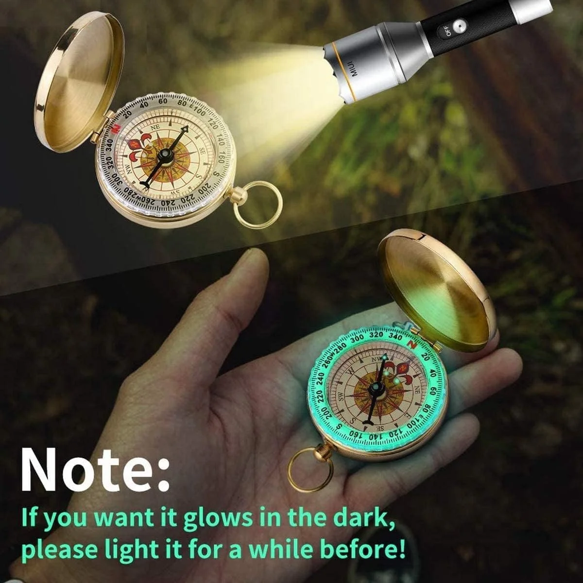 قطب نمای بقای کمپینگ MAKINGTEC، قطب نمای جیبی فلزی قطب نما کودکانه برای پیاده روی، کمپینگ، شکار، ابزار ناوبری نظامی در فضای باز