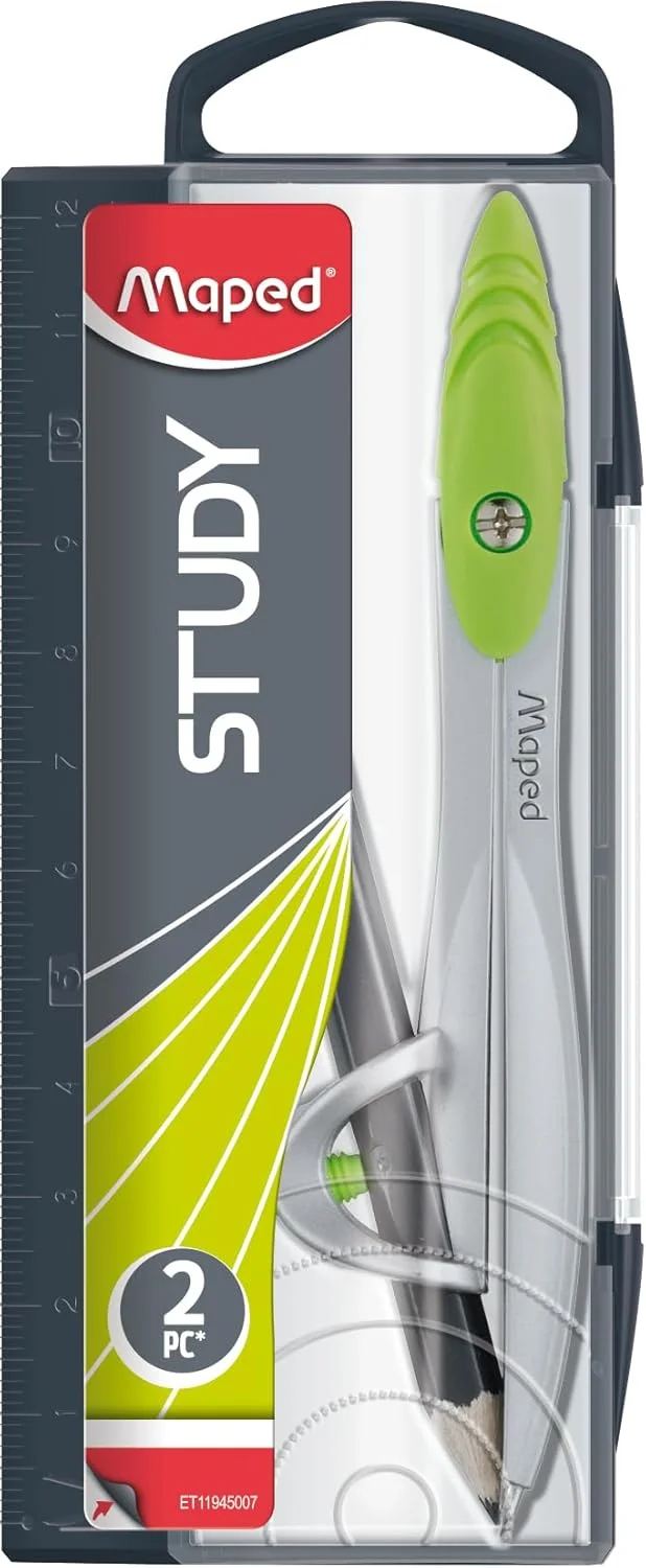 پرگار فلزی دانش آموزی مپد مدل Study به همراه هولدر یونیورسال در جعبه نگهداری قابل استفاده مجدد (119410TA)