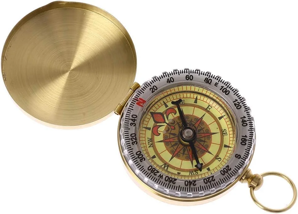 قطب نمای چند منظوره اضطراری تاکتیکی بقا ضد آب مسی خالص - قطب نما لنزدار تجهیزات کمپینگ، شکار و پیاده روی در فضای باز