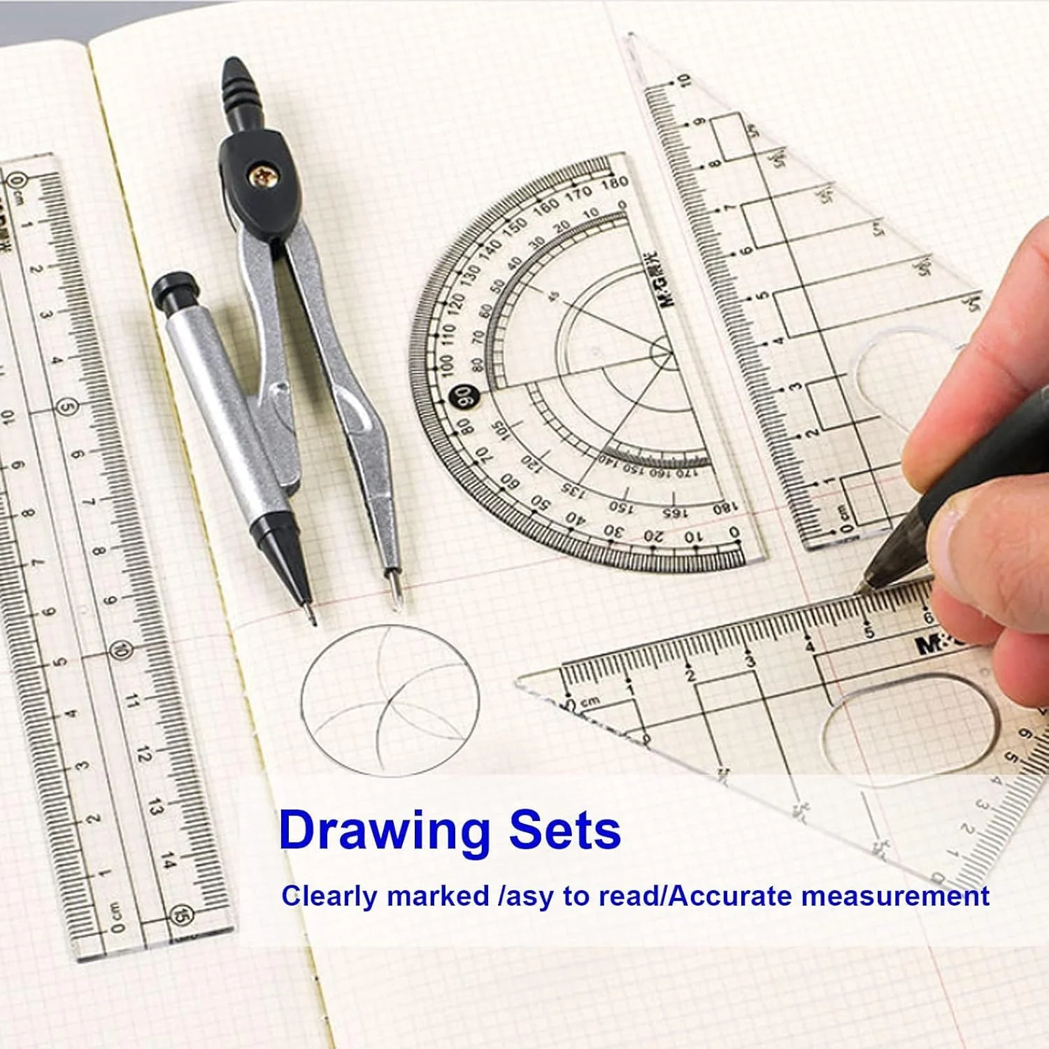 ست لوازم هندسه Lonimia، ست پرگار هندسه ریاضی، 8 تکه خط کش پلاستیکی چند منظوره ابزار یادگیری قابل حمل و کاربردی، مناسب برای استفاده در مدرسه و منزل ست لوازم هندسه Lonimia، ست پرگار هندسه ریاضی، 8 تکه خط کش پلاستیکی چند منظوره ابزار یادگیری قابل حمل و کاربردی، مناسب برای استفاده در مدرسه و منزل