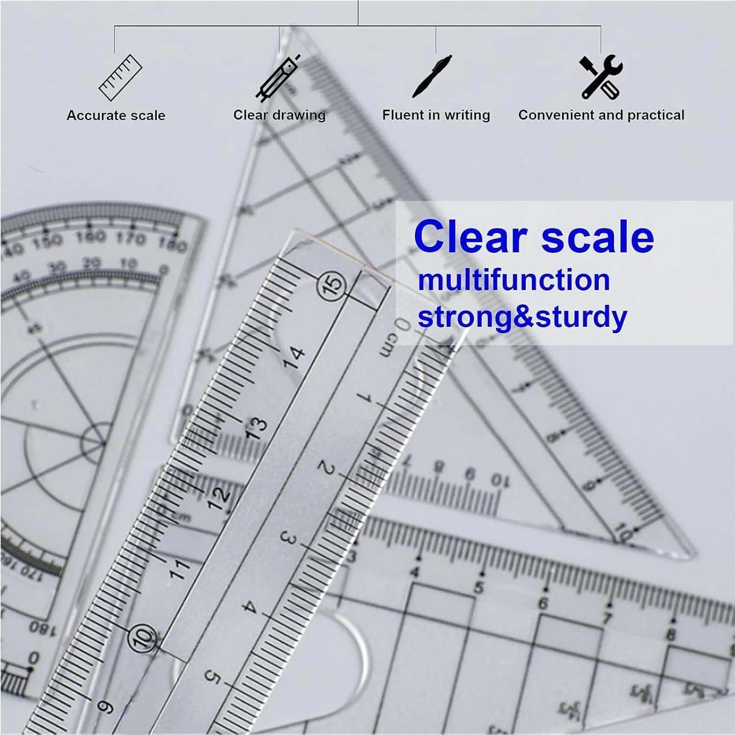 ست لوازم هندسه Lonimia، ست پرگار هندسه ریاضی، 8 تکه خط کش پلاستیکی چند منظوره ابزار یادگیری قابل حمل و کاربردی، مناسب برای استفاده در مدرسه و منزل ست لوازم هندسه Lonimia، ست پرگار هندسه ریاضی، 8 تکه خط کش پلاستیکی چند منظوره ابزار یادگیری قابل حمل و کاربردی، مناسب برای استفاده در مدرسه و منزل