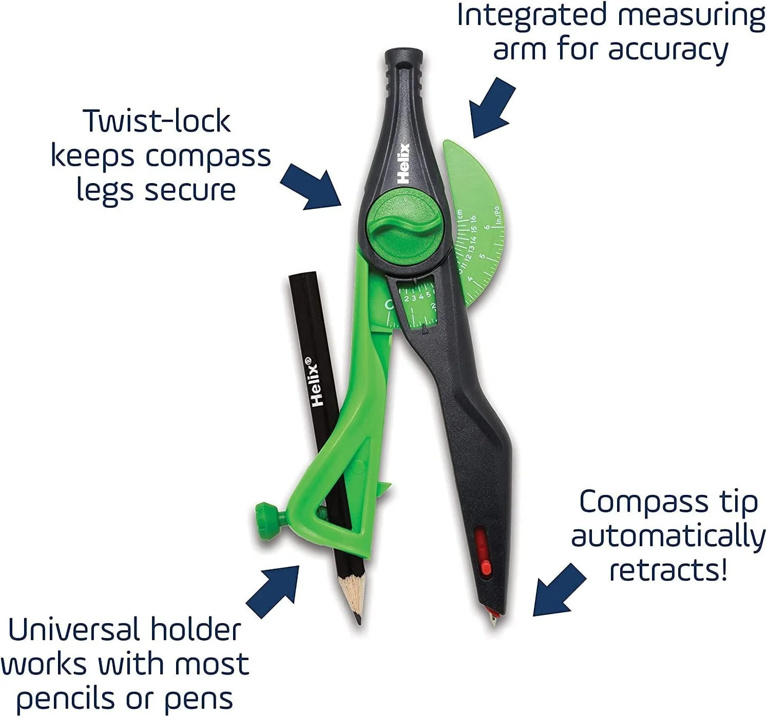 پرگار قفل‌شونده Helix با نوک ایمنی، رنگ‌های متنوع