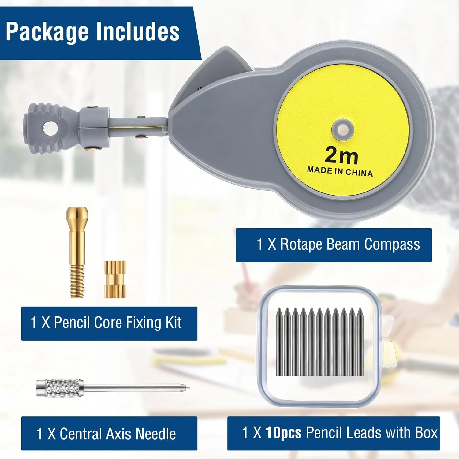 قطب نما متر نواری Rotape، ابزار طراحی چند منظوره با 10 نوک مداد، قطب نما پرتو قابل تنظیم برای دایره ها و خطوط دقیق، مکانیزم قفل برای اندازه گیری های پایدار (2 متر) قطب نما متر نواری Rotape، ابزار طراحی چند منظوره با 10 نوک مداد، قطب نما پرتو قابل تنظیم برای دایره ها و خطوط دقیق، مکانیزم قفل برای اندازه گیری های پایدار (2 متر)