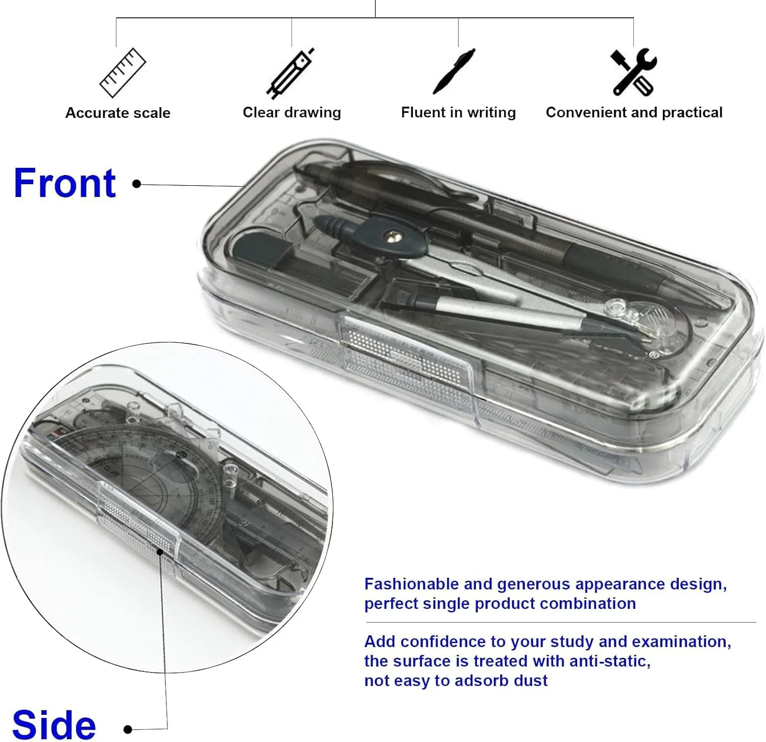 ست لوازم هندسه Lonimia، ست پرگار هندسه ریاضی، 8 تکه خط کش پلاستیکی چند منظوره ابزار یادگیری قابل حمل و کاربردی، مناسب برای استفاده در مدرسه و منزل ست لوازم هندسه Lonimia، ست پرگار هندسه ریاضی، 8 تکه خط کش پلاستیکی چند منظوره ابزار یادگیری قابل حمل و کاربردی، مناسب برای استفاده در مدرسه و منزل