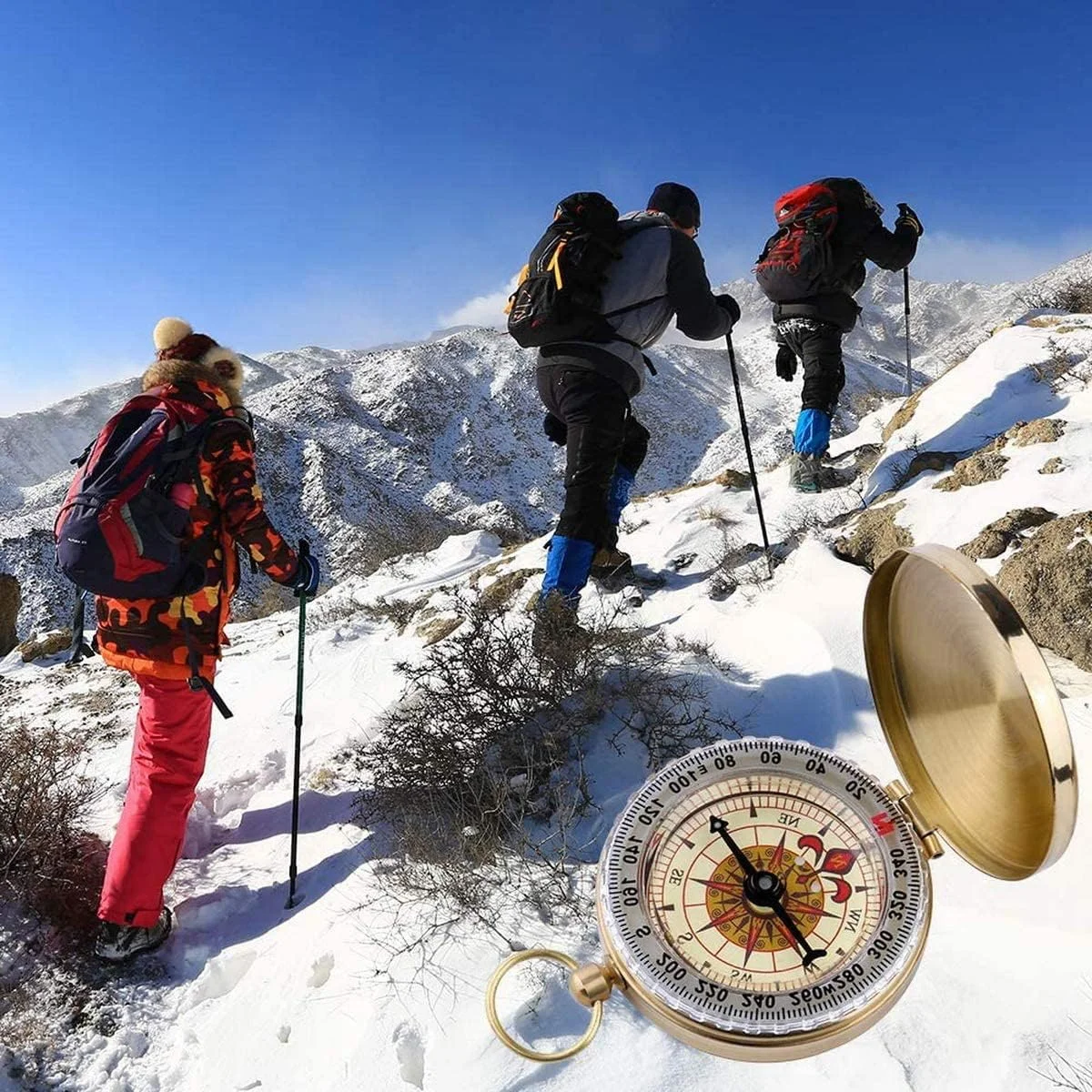 قطب نمای بقای کمپینگ MAKINGTEC، قطب نمای جیبی فلزی قطب نما کودکانه برای پیاده روی، کمپینگ، شکار، ابزار ناوبری نظامی در فضای باز