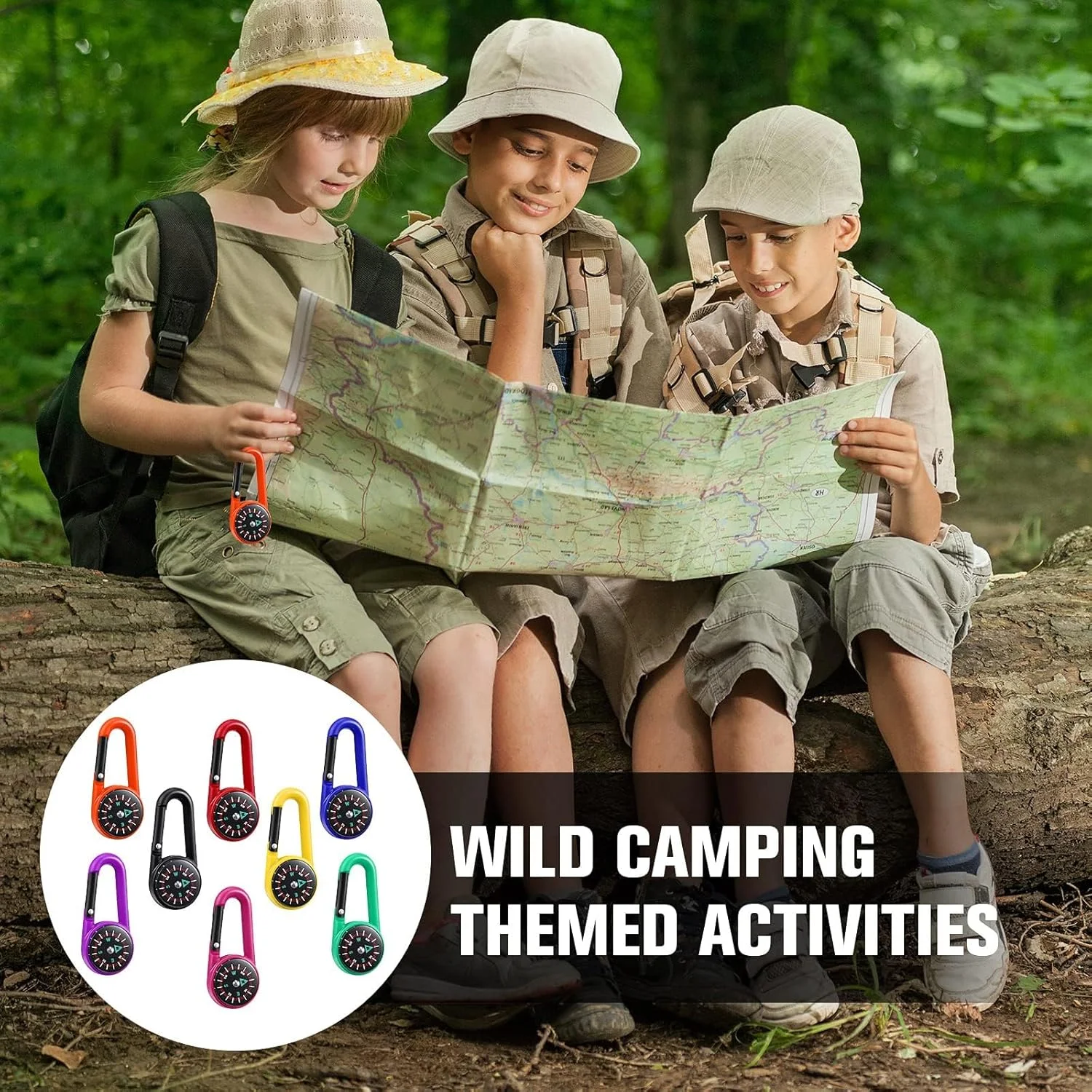 جاکلیدی قطب نما KASTWAVE برای کودکان، جاکلیدی کوچک ماجراجویی کمپینگ با گیره کمربند سوراخ دار، جاکلیدی سگک فلزی قطب نما برای فضای باز، جوایز پروژه برای پیاده روی، لوازم مهمانی کمپینگ (32 عدد، 8 رنگ)