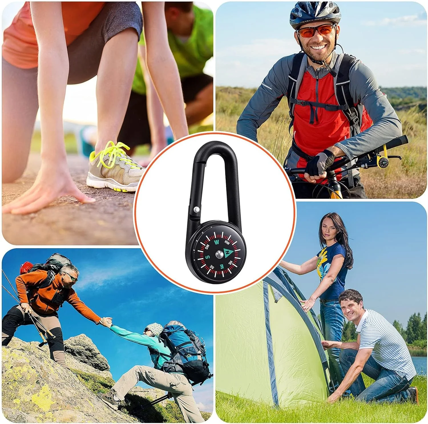 جاکلیدی قطب نما KASTWAVE برای کودکان، جاکلیدی کوچک ماجراجویی کمپینگ با گیره کمربند سوراخ دار، جاکلیدی سگک فلزی قطب نما برای فضای باز، جوایز پروژه برای پیاده روی، لوازم مهمانی کمپینگ (32 عدد، 8 رنگ)