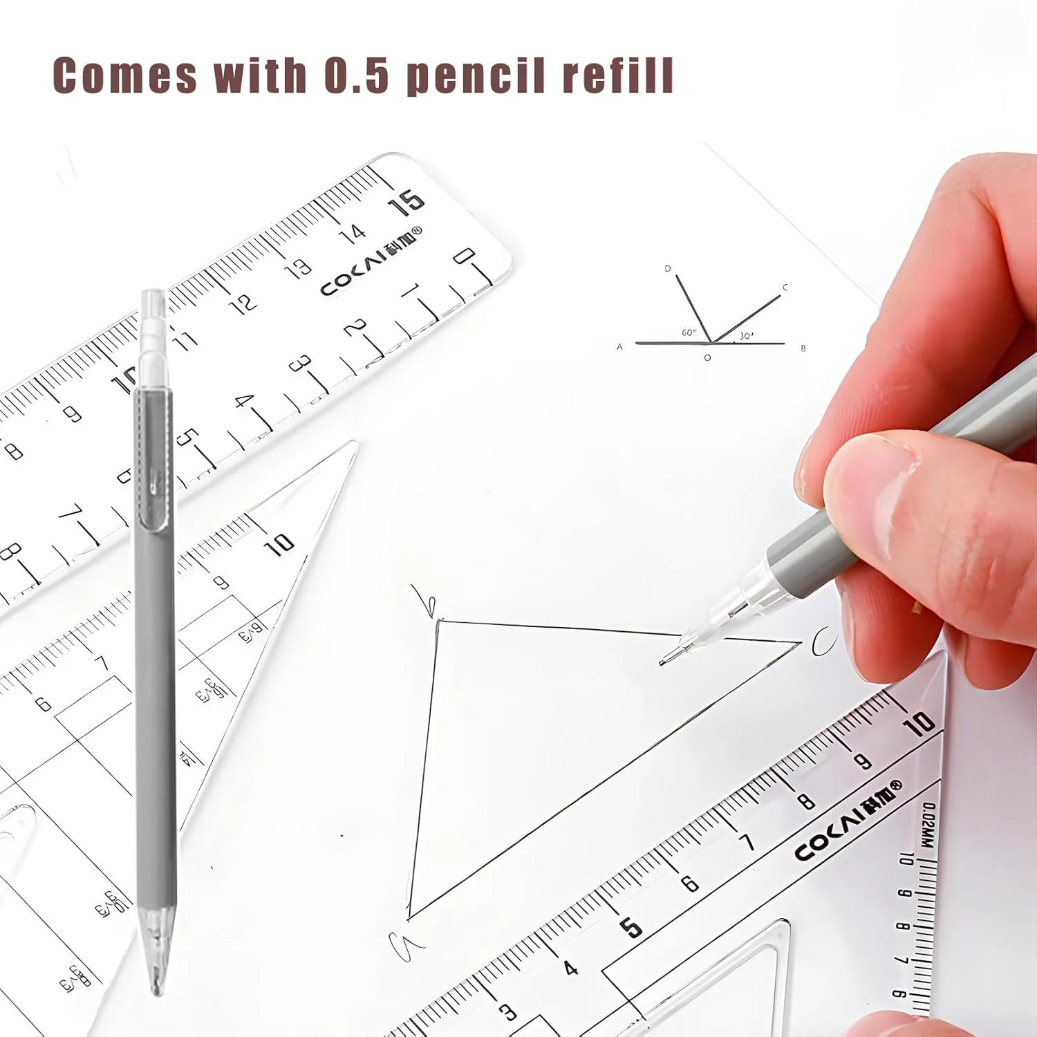 ست خط کش پرگار، ست ریاضی KASTWAVE، شامل خط کش، خط کش مستقیم، مثلثی، نقاله نیم دایره، مداد، ایده آل برای مطالعه، طراحی و اندازه گیری (9 تکه، مشکی)