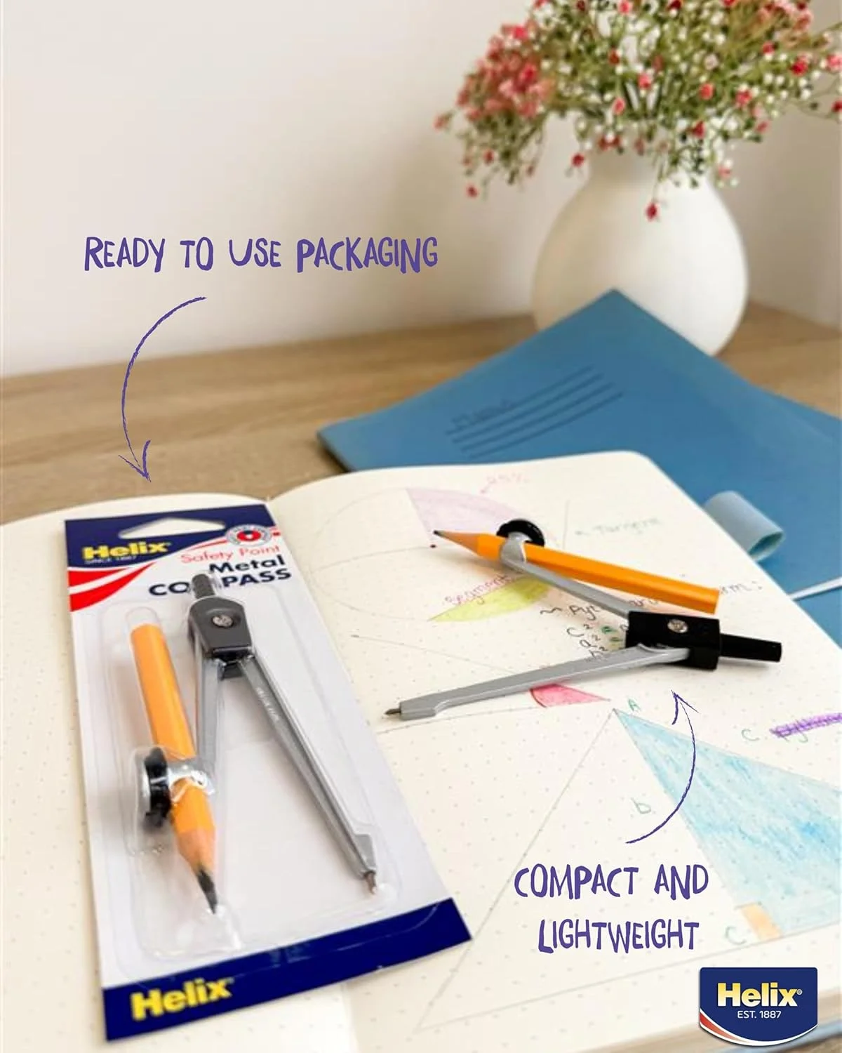 قطب نمای فلزی هلیکس با نوک ایمنی - به همراه مداد - ایده آل برای مدرسه قطب نمای فلزی هلیکس با نوک ایمنی - به همراه مداد - ایده آل برای مدرسه