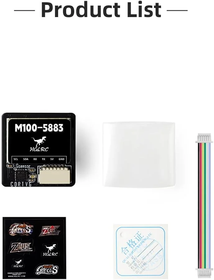ماژول قطب نمای GPS مدل HGLRC M100-5883، تراشه نسل دهم ارتقا یافته سازگار با پهپاد FPV بال ثابت