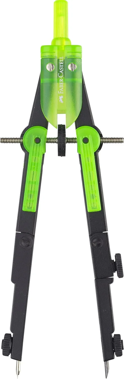 پرگار فابر-کاستل فکتوری نئون با تنظیم سریع - پرگار با طراحی سه بعدی - ساخت آلمان، رنگ های متنوع (فیروزه ای-صورتی-سبز)