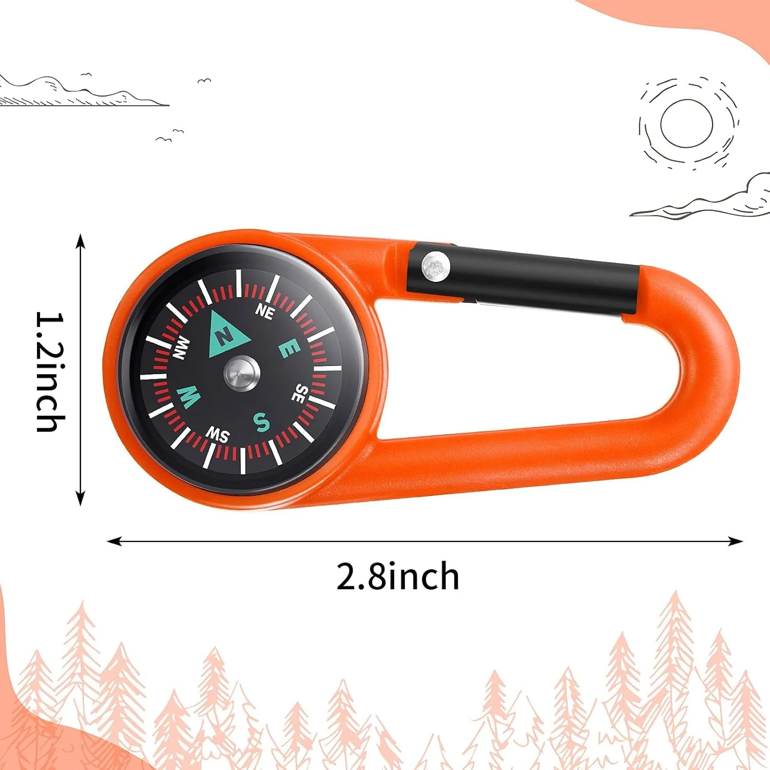 جاکلیدی قطب نما KASTWAVE برای کودکان، جاکلیدی کوچک ماجراجویی کمپینگ با گیره کمربند سوراخ دار، جاکلیدی سگک فلزی قطب نما برای فضای باز، جوایز پروژه برای پیاده روی، لوازم مهمانی کمپینگ (32 عدد، 8 رنگ)