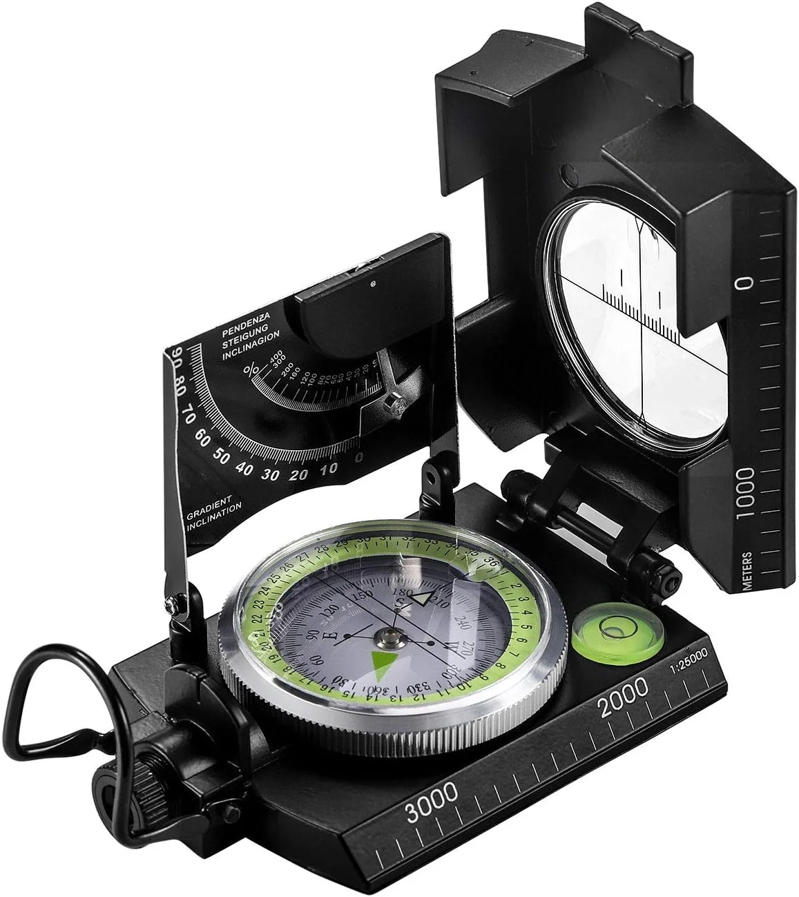 قطب نمای دیدبانی فلزی نظامی چند منظوره Eyeskey با شیب سنج | قطب نما ضد ضربه و ضد آب برای پیاده روی، کمپینگ، پیشاهنگی