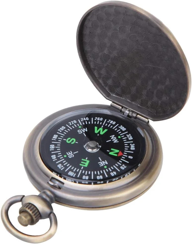 ساعت جیبی قطب نما سبک وزن و جمع و جور برای فضای باز، مناسب برای دوستان، همکاران و خانواده