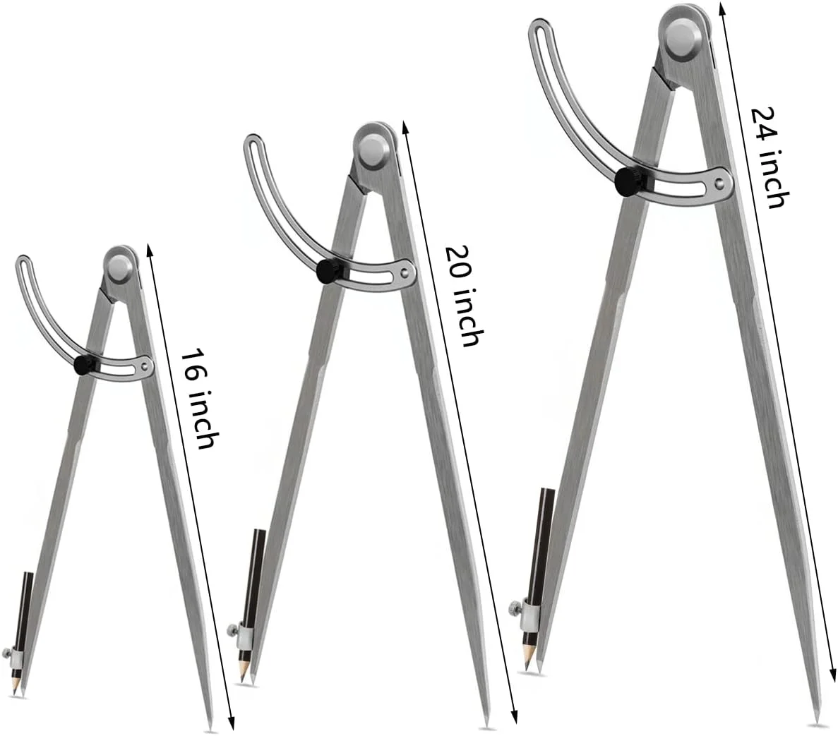 پرگار 16 اینچی برای هندسه، پرگار برای نجاری، پرگار نجاری دقیق با تقسیم کننده باله ای و نگهدارنده مداد، پرگار بزرگ برای هندسه، پرگار نجاری، طراحی، پرگار نقاشی