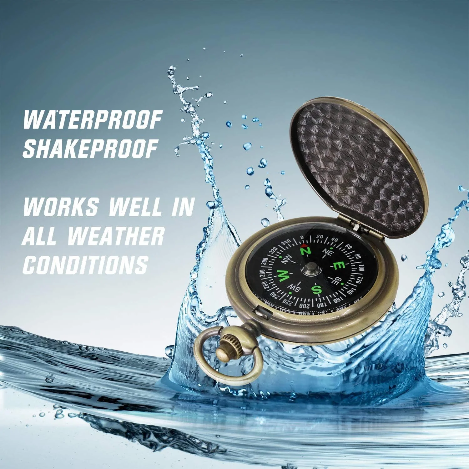 قطب نمای عتیقه کاری شده مجموعه کلاسیک Excefore با زنجیر - قطب نمای جیبی ممتاز برای پیاده روی، کمپینگ، رانندگی، کوله گردی و فعالیت های خارج از منزل - طرح مسی، مجسمه آزادی و نقشه جهان