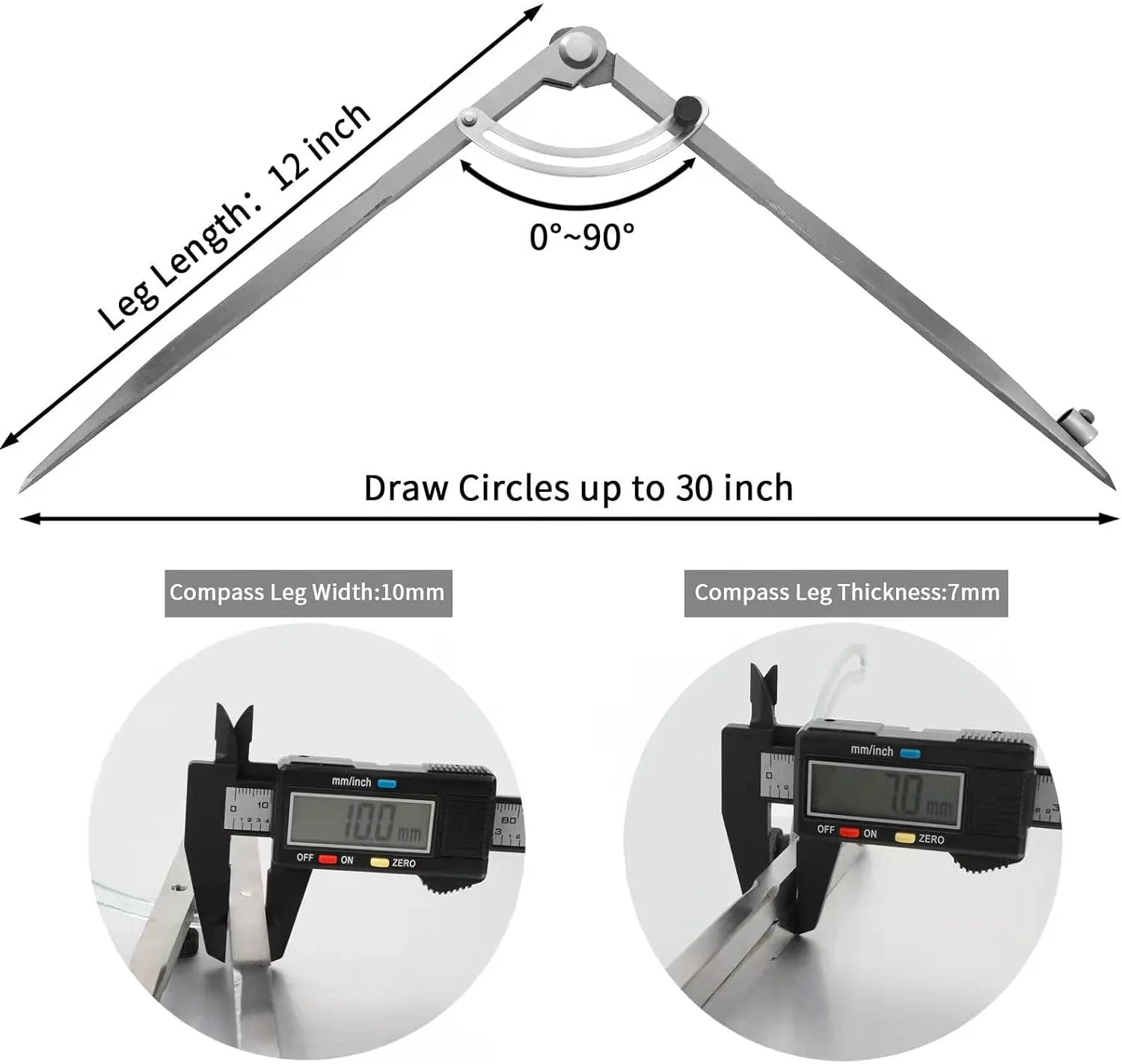 پرگار 16 اینچی برای هندسه، پرگار برای نجاری، پرگار نجاری دقیق با تقسیم کننده باله ای و نگهدارنده مداد، پرگار بزرگ برای هندسه، پرگار نجاری، طراحی، پرگار نقاشی