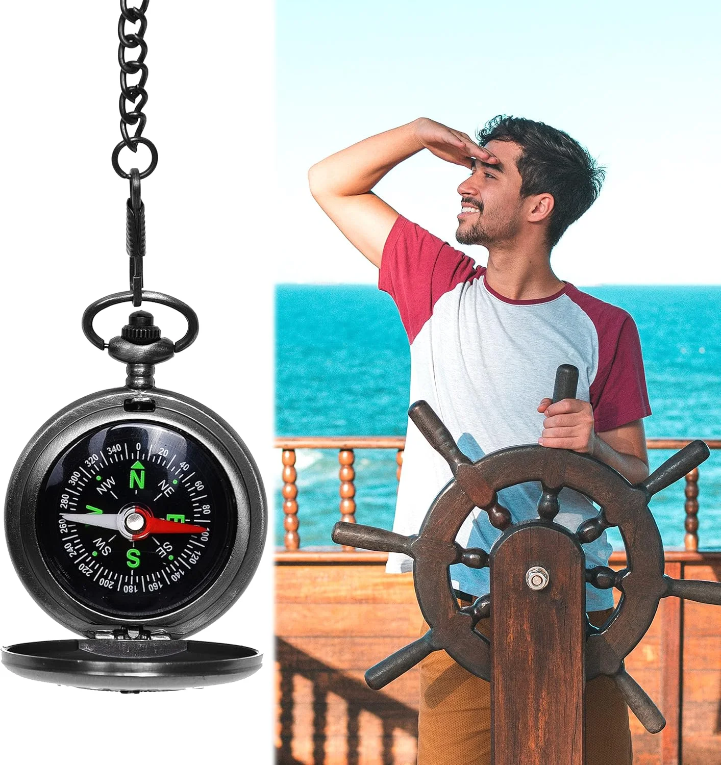 قطب نمای یکپارچهسازی با سیستمعامل Eco-Fused Cosplay با زنجیر و کیف چرمی مصنوعی - ابزار ناوبری برای پیاده روی، کوله گردی، قایقرانی و دیده بانی - لوازم جانبی لباس استیم پانک قطب نمای یکپارچهسازی با سیستمعامل Eco-Fused Cosplay با زنجیر و کیف چرمی مصنوعی - ابزار ناوبری برای پیاده روی، کوله گردی، قایقرانی و دیده بانی - لوازم جانبی لباس استیم پانک