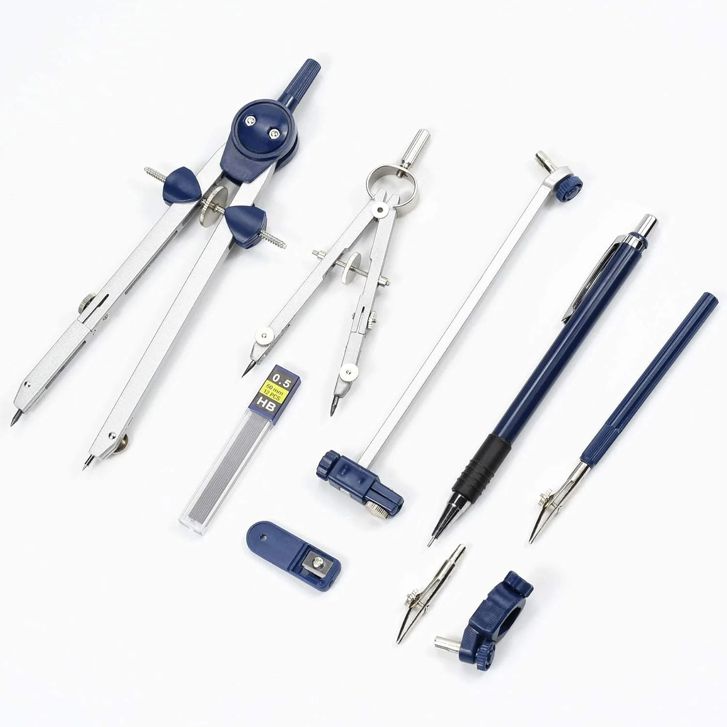 ست پرگار هندسه بوکلا، 9 قطعه، ابزار دقیق فلزی برای رسم دایره، مناسب دانش‌آموزان، ابزار رسم دایره و کیت‌های طراحی معماری برای مهندسان به همراه جعبه نگهداری نشکن